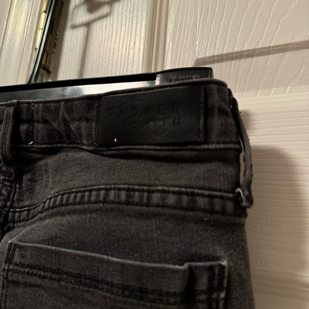 Parker Smith Gray Straight Denim Jeans Frayed Ankles - Picture 8 of 10